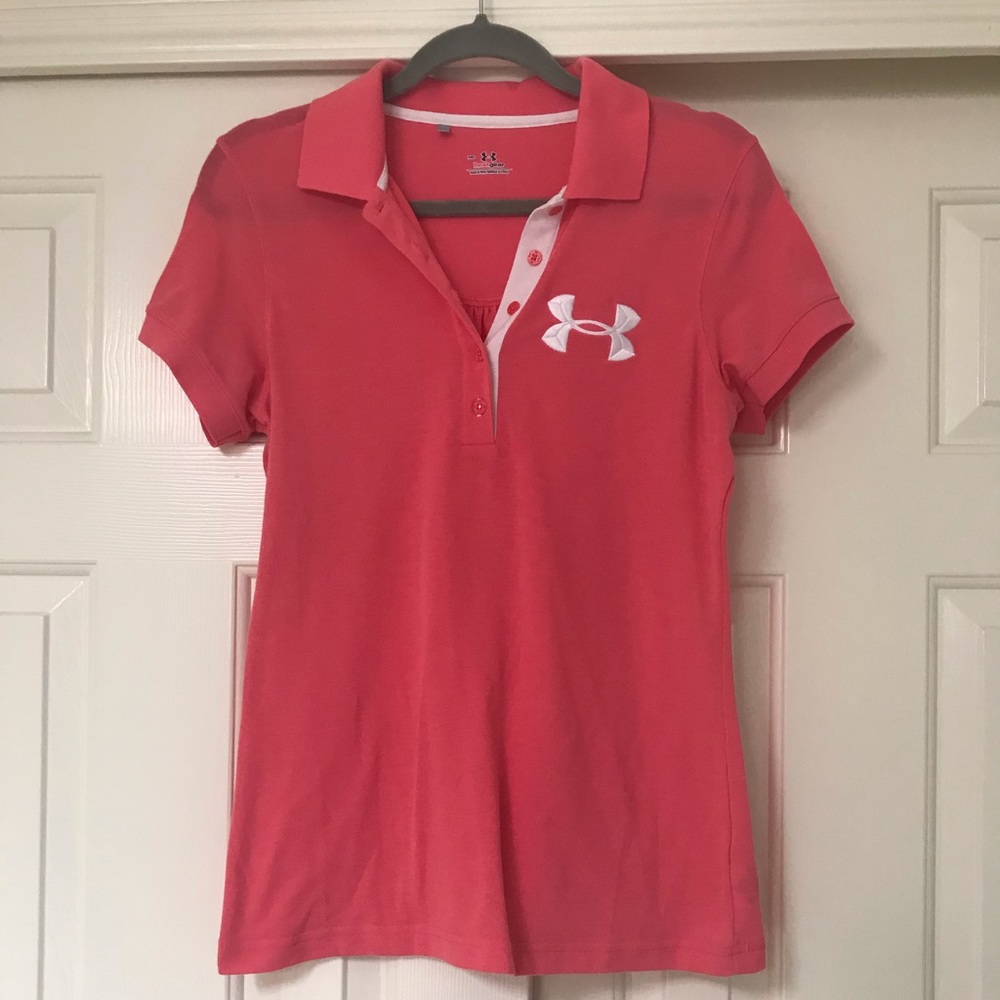Under Armour bright pink ladies golf shirt